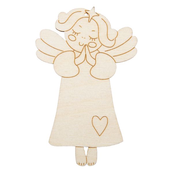 Заготовка из фанеры Подвеска Ангел, 5.5х9х0.3 см, № 02 Ангел (6х9см.), Mr.Carving БА-73