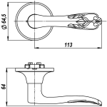 Ручка защелка DK633 MAB-ET (6033 MAB-E) (кл./фик.) мат.бронза