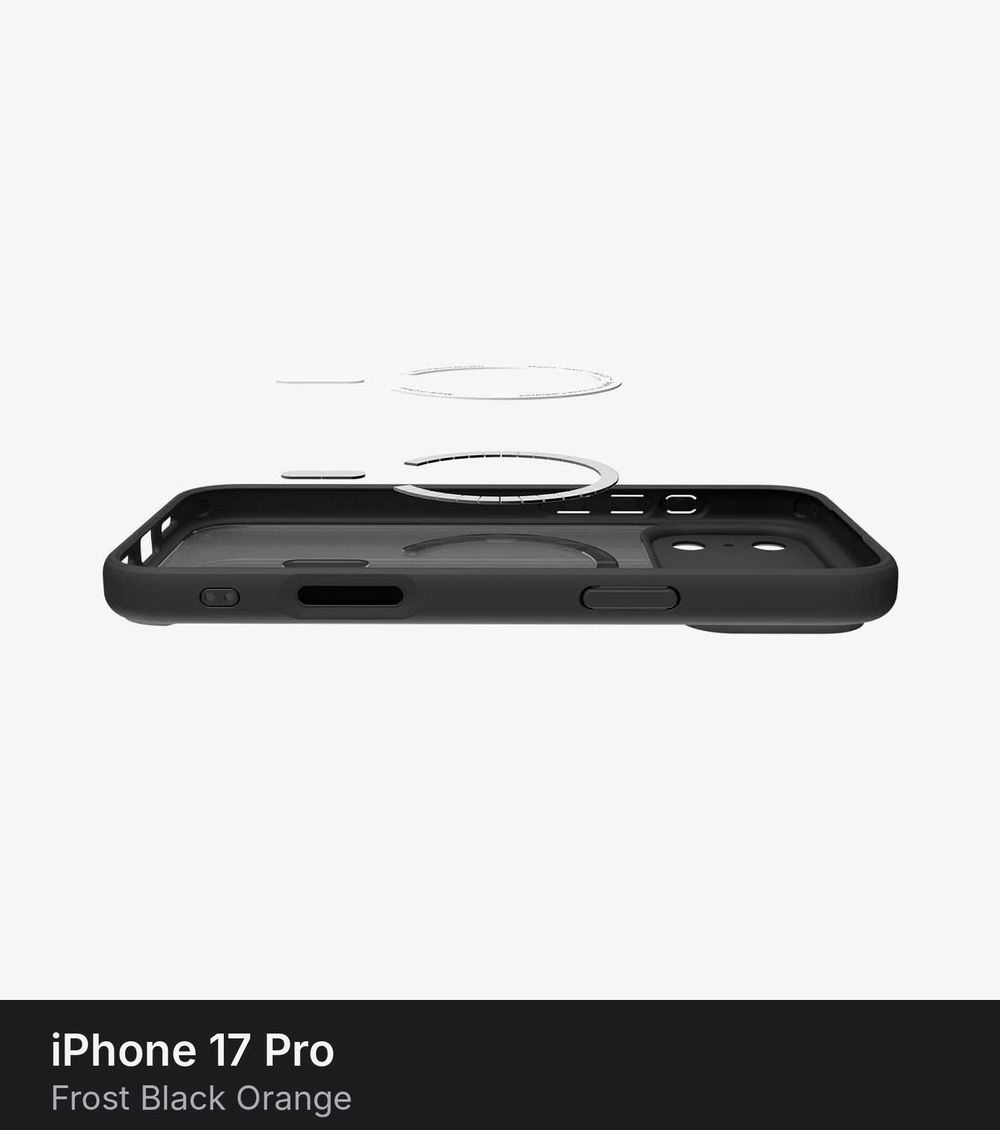 Чехол Spigen Ultra Hybrid MagSafe для iPhone 17 Pro Frost Black Orange