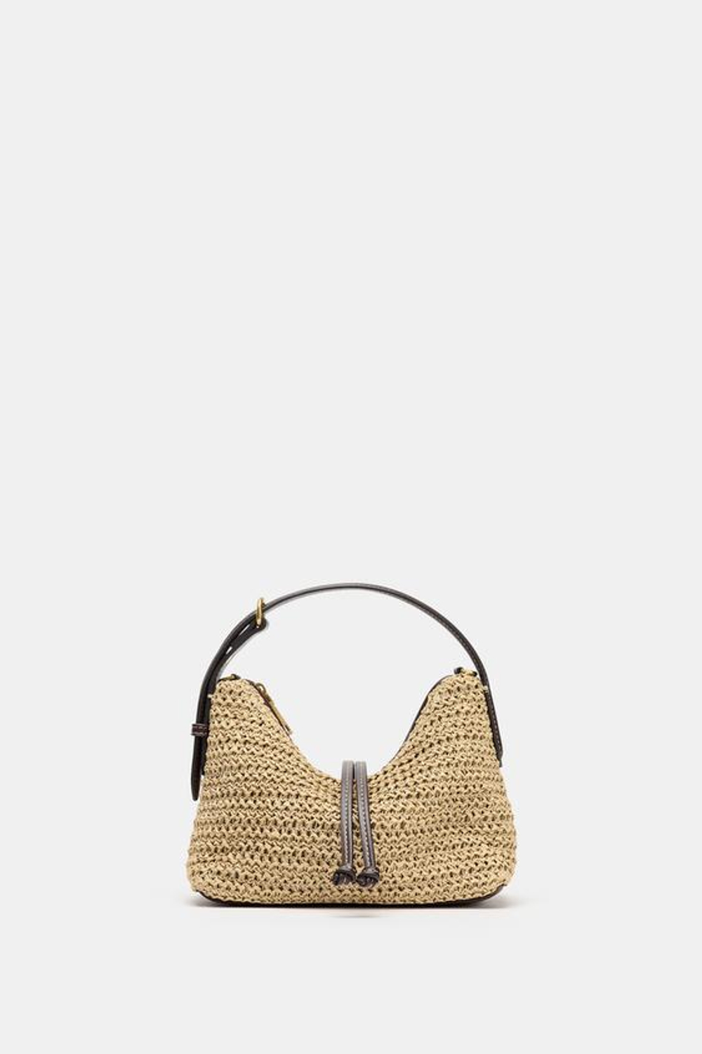 ZARA ПЛЕТЕНАЯ МИНИ-СУМКА С РУЧКОЙ, СВЕТЛО-БЕЖЕВЫЙ