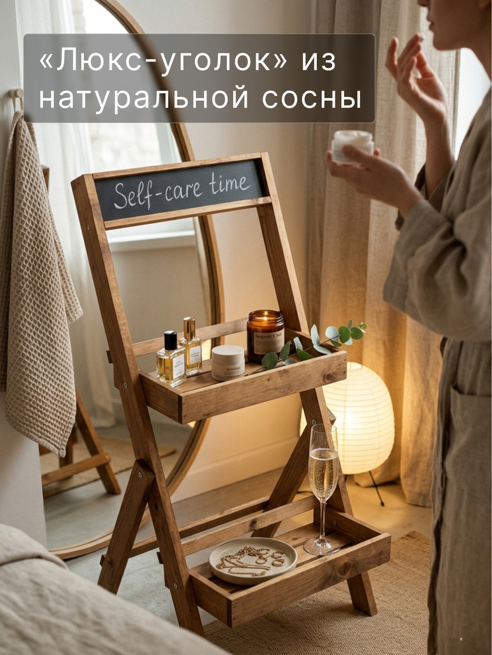 Подставка для цветов, 35х30х71, Флорэль, этажерка, напольное, на подоконник, полка, из массива дерева, коричневый