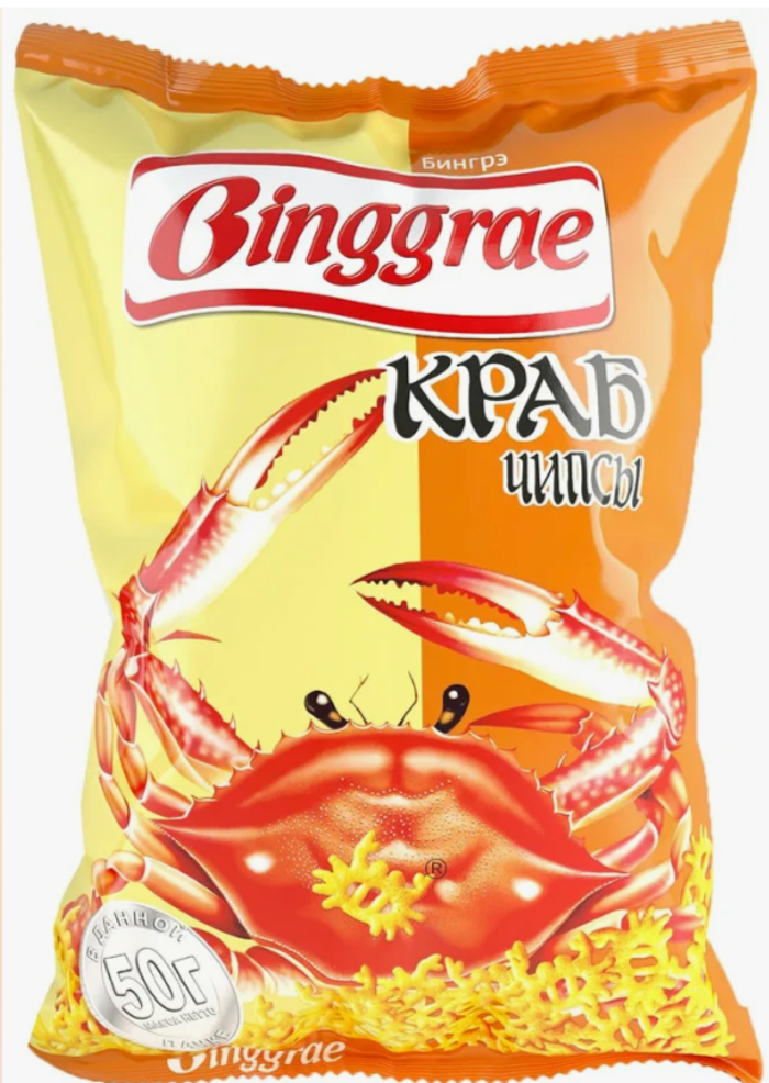 Чипсы краб 50гр БИнгре 0528