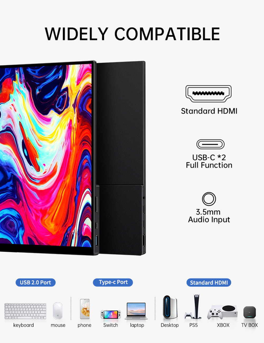 15.6" Портативный сенсорный игровой монитор VChance SF15T 1920x1080, 60 Гц, IPS
