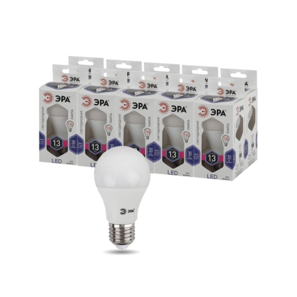 Лампа светодиодная ЭРА STD LED A60-13W-860-E27 13Вт груша холодный дневной свет Е27 | Лампы cветодиодные Груша (A)