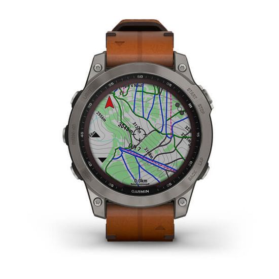 Часы Garmin Fenix 7 Sapphire Solar титан с кожанным ремешком 010-02540-31