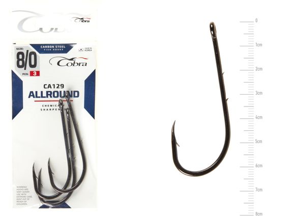 Крючки Cobra ALLROUND CA129 №8/0, 3 шт.