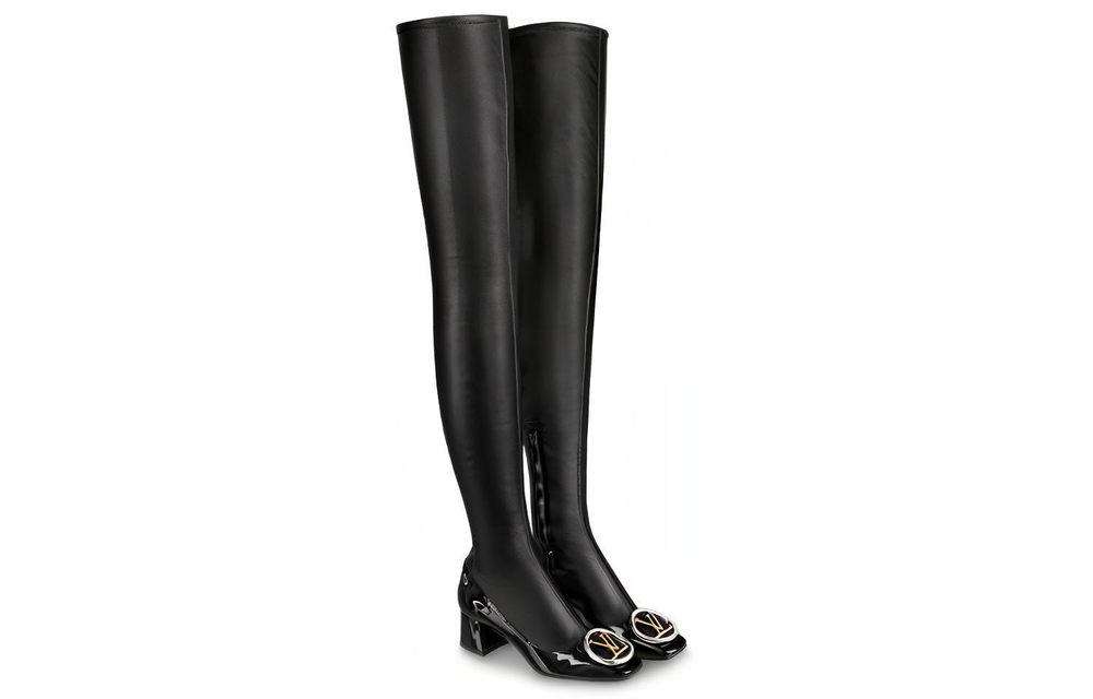 LOUIS VUITTON Madeleine High Top Logo Boots "Black" Women"s