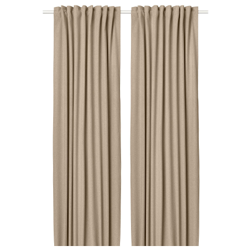 Комплект штор IKEA ROSENMANDEL (РОЗЕНМАНДЕЛ), Бежевый, 135x250 см, 2 шт