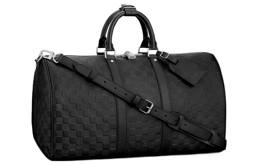 LOUIS VUITTON Leather Travel Bag Men"s