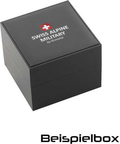 С ремешком Мужские наручные часы с синим кожаным ремешком  Swiss Alpine Military 7084.9515 Chronograph 43mm 10ATM