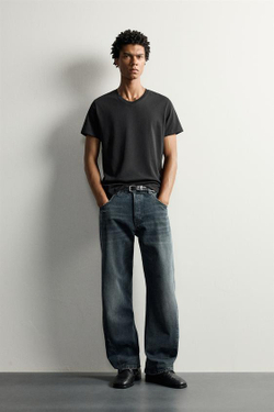 ZARA ДЖИНСЫ LOOSE FIT С ПОВОРОТНЫМИ ШВАМИ, СИНИЙ