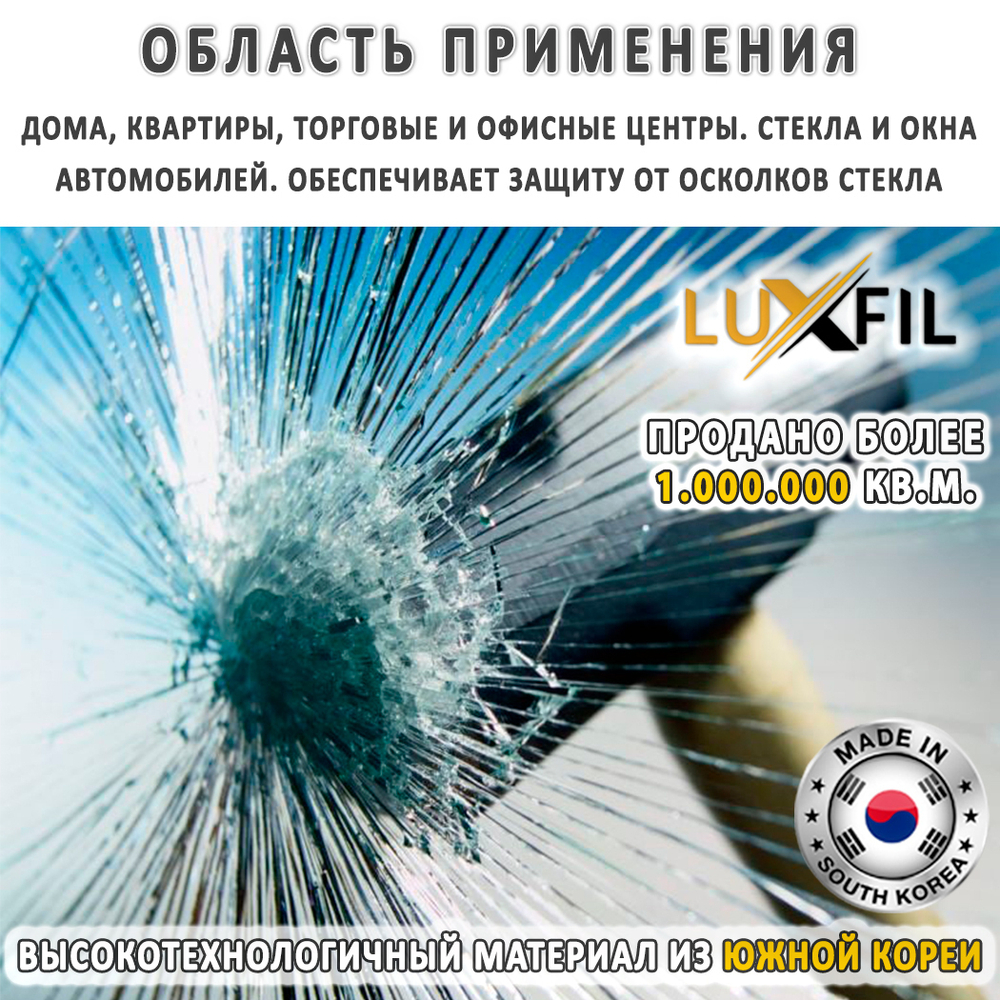 Пленка защитная бронировочная SAFETY 4 MIL SILVER LUXFIL, рулон (размер 1,524x30м.)
