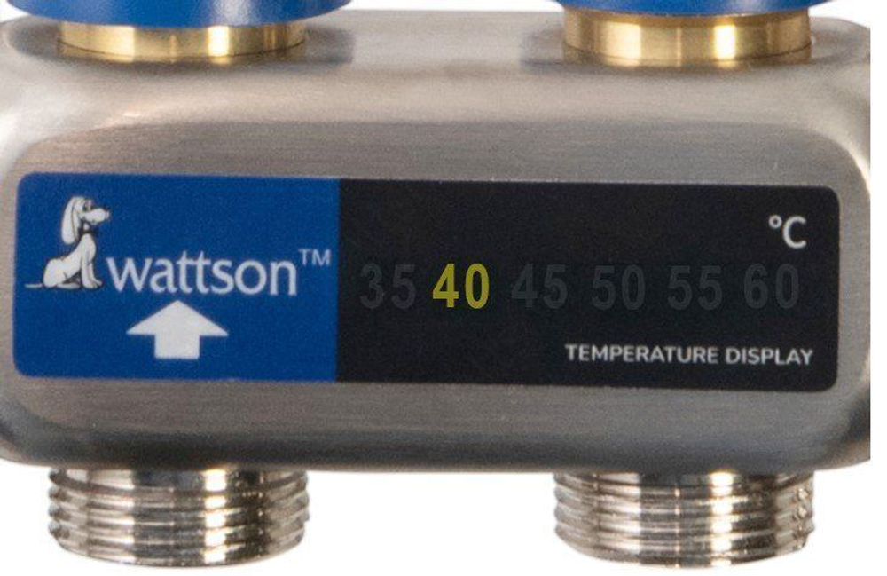 Коллекторная группа 1"х3/4" на 4 контура WATTSON с термостатическими и настроечными клапанами, нержавеющая сталь