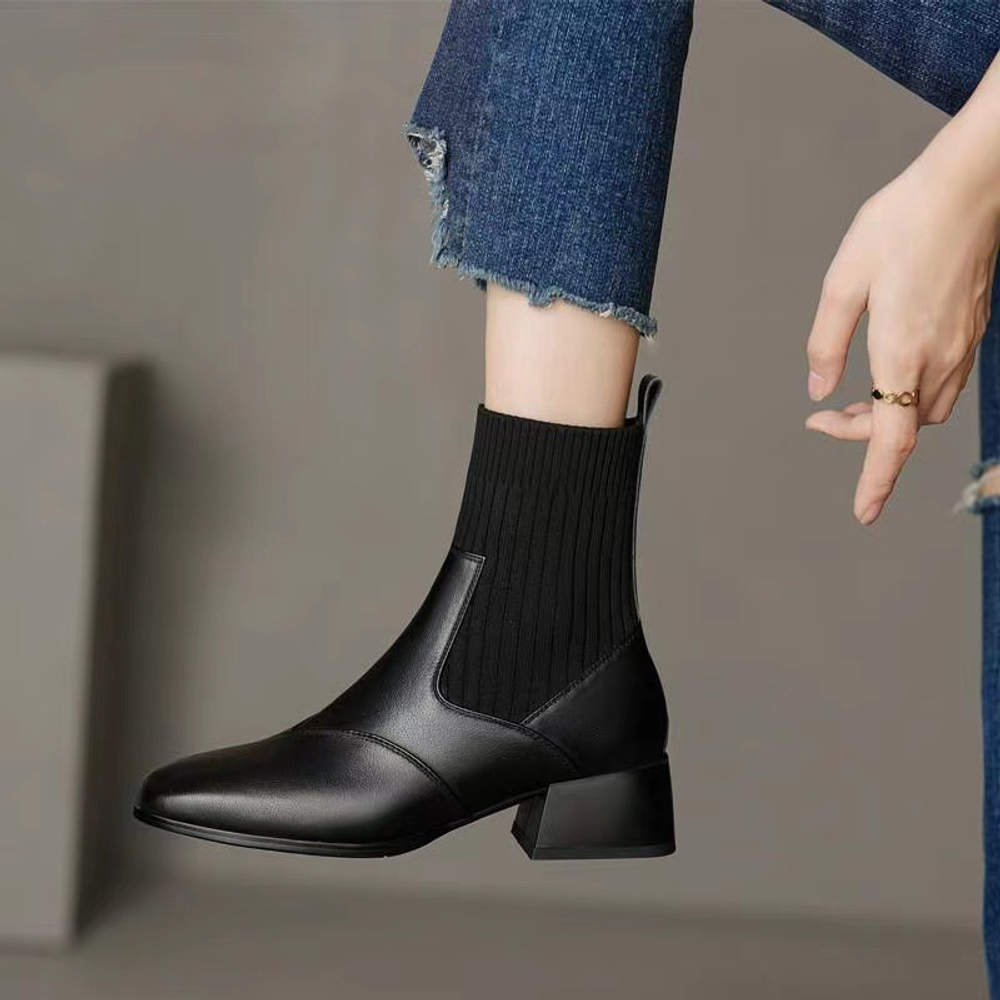 ABCFJG Stretch & Sock Boots Women"s Black, Brown