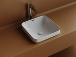 Раковина встраиваемая сверху Ceramicanova Элемент (Element) с отверстием слива - перелива квадратной формы 438x438x172 мм цвет белый арт. CN6077