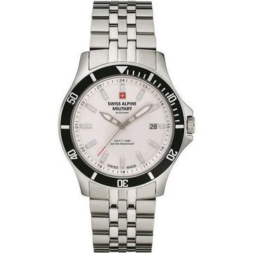 С браслетом Мужские наручные часы с серебряным браслетом Swiss Alpine Military 7022.1132 mens 42mm 10ATM