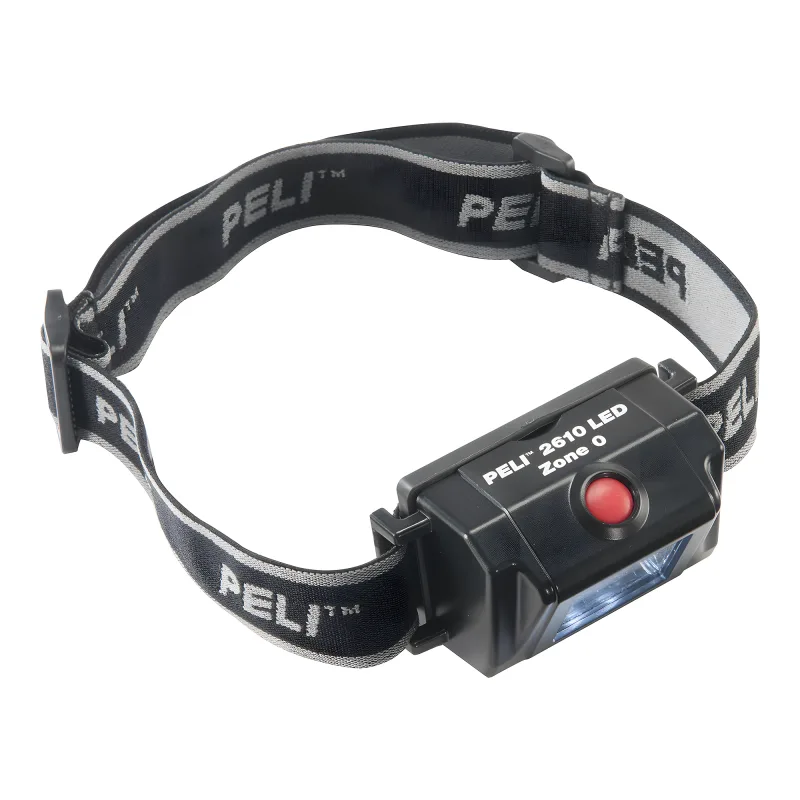 Взрывозащищённый налобный фонарь Peli 2610Z0 HeadsUp Lite, чёрный - вид сверху с головным ремнем