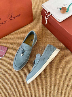 Серые лоферы Loro Piana Charms Walk