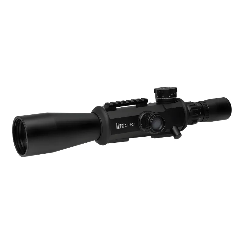 Прицел March Genesis 6-60x56 FML-MT FFP на Picatinny 0.05Mil - вид сбоку под углом