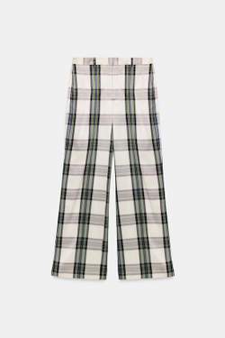 ZARA ШИРОКИЕ БРЮКИ В КЛЕТКУ — ZW COLLECTION, ЭКРЮ