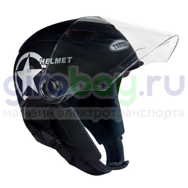Шлем открытый Helmet NEW (Черный) фото №3