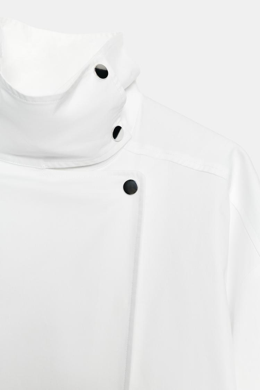 ZARA РУБАШКА ИЗ ПОПЛИНА С КНОПКАМИ, БЕЛЫЙ