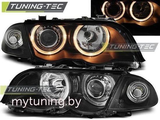 Передние фары angel eyes black для BMW3 E46 sedan (98-01)