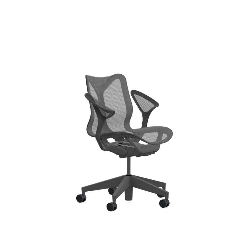 Кресло Herman Miller Cosm, низкая спинка, цвет Graphite, подлокотники «лепестки» (Leaf)