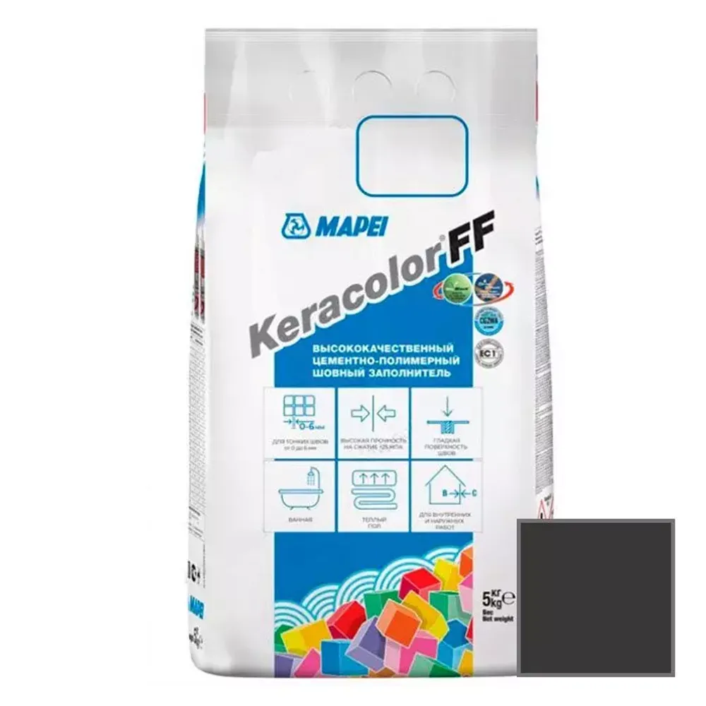 Затирка швов цементная Mapei Keracolor FF №120 Чёрный 5кг