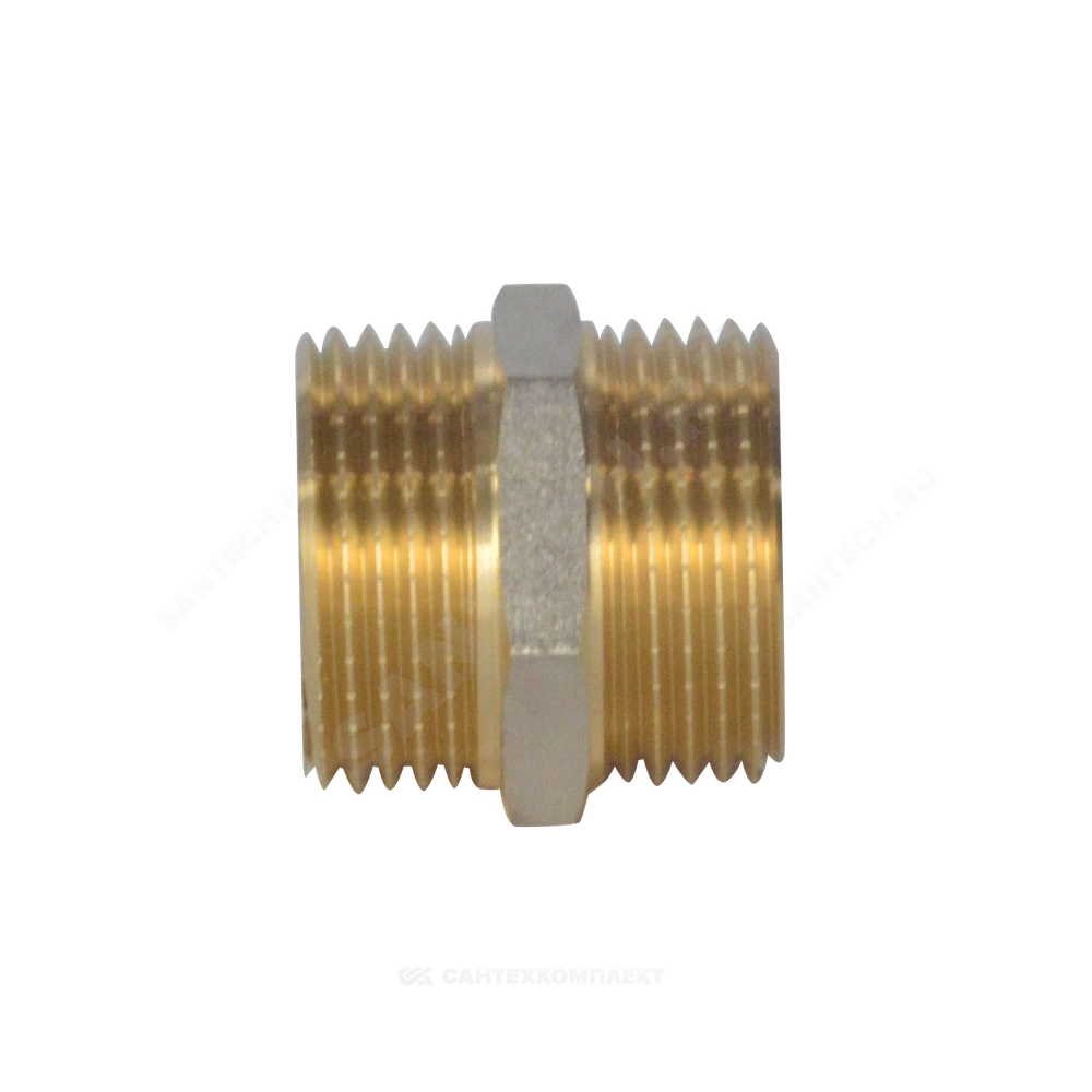 Ниппель латунь никель Ду 20 (3/4") НР 9022 ГОСТ 32585-2013 Aquasfera 9022-02