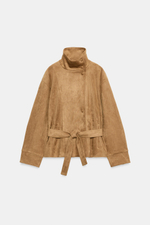 КУРТКА ИЗ ИСКУССТВЕННОЙ ЗАМШИ С ПОЯСОМ — ZARA