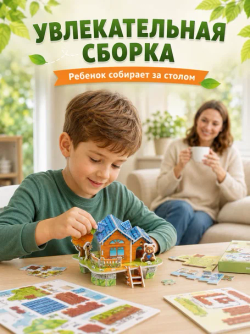 Конструктор 3D "Деревенские домики" 5 в 1, микс, арт. 05025