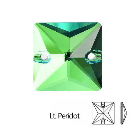 Стразы пришивные, Square, Light Peridot, 214, 14mm, (112 ea/pkg), 5A+, (F2)