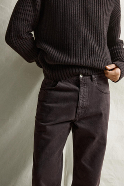 ZARA БРЮКИ STRAIGHT FIT С ЭФФЕКТОМ ВЫСТИРАННОЙ ТКАНИ, ТЕМНО-КОРИЧНЕВЫЙ