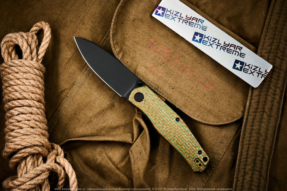 Нож Civivi Sokoke C22007-2 сталь 14C28N BlackWash рукоять Green Burlap Micarta Handle