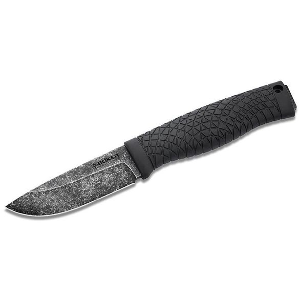 Цена наНож с фиксированным клинком Boker Bronco Mini, сталь 80CrV2, рукоять TPE, черный