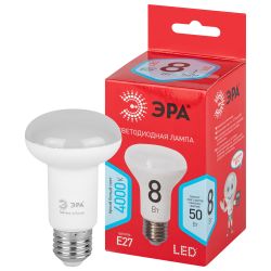 Лампа светодиодная ЭРА RED LINE LED R63-8W-840-E27 R 8Вт рефлектор нейтральный белый свет Е27 | Лампы cветодиодные Рефлектор (R )