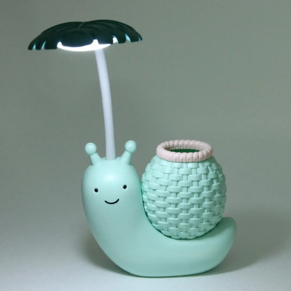Настольная лампа «Sweet - Улитка» 30*12*7 см LED с подстаканником, USB 0.6-3W, Зеленый