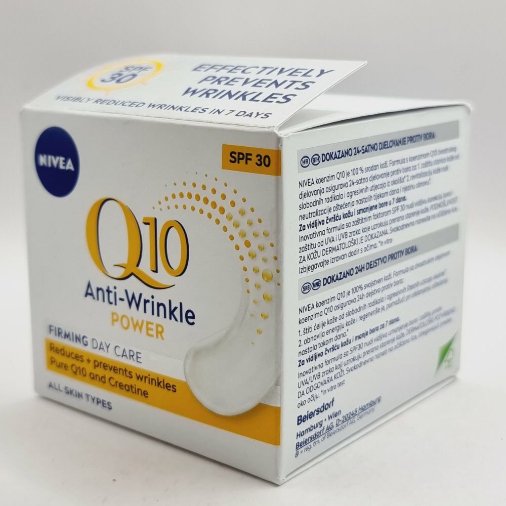 Дневной крем против морщин Nivea Q10 Anti-Wrinkle Power Extra SPF 30 с креатином 50 мл (Из Финляндии)