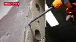 Аккумуляторный перфоратор BL INGCO CRHLI20248 — демонстрация зубила на откалывание бетонной стены