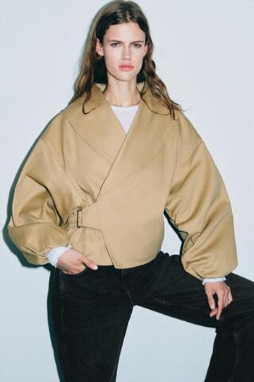 ZARA КОРОТКАЯ КУРТКА С ПРЯЖКОЙ — ZW COLLECTION, РЫЖЕВАТО-КОРИЧНЕВЫЙ