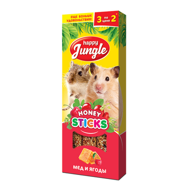 Happy Jungle палочки для грызунов мёд и ягоды 3 шт 90 г