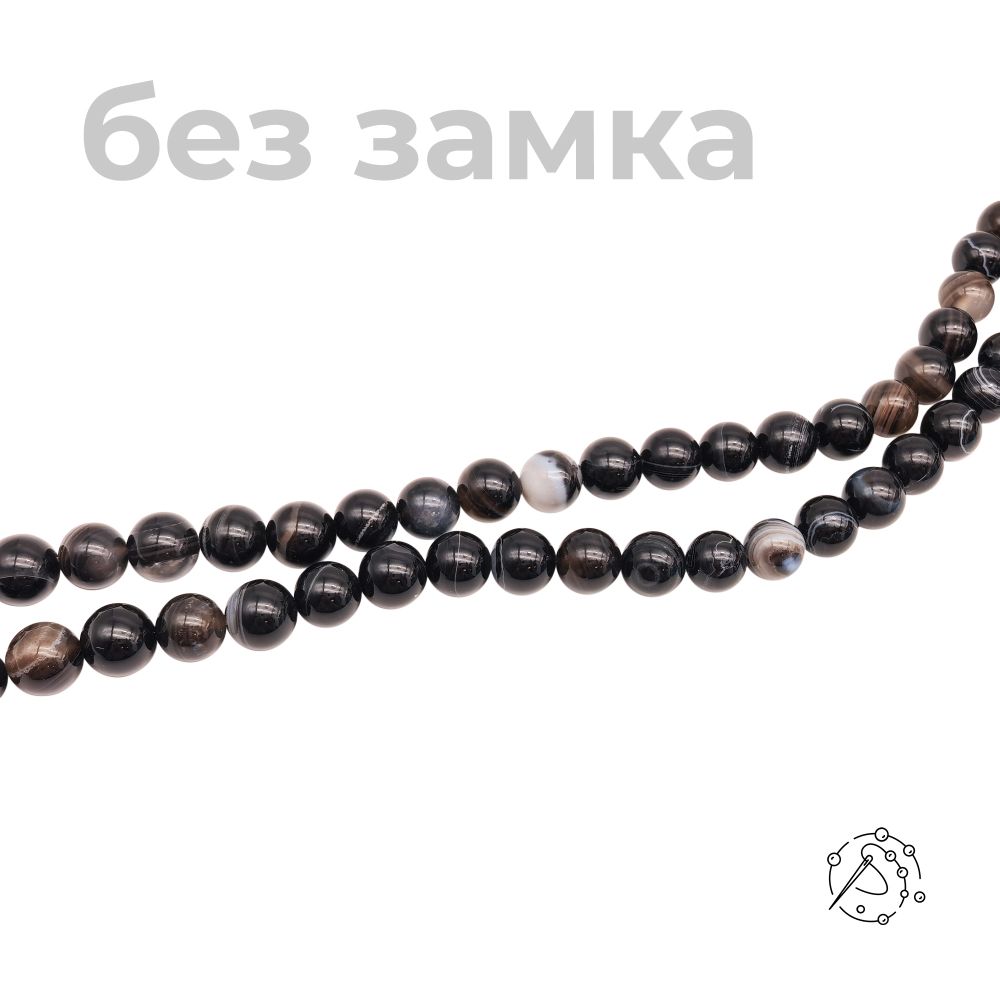 Нить бусин из агата черного 12 мм