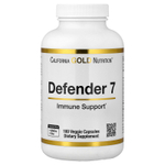 California Gold Nutrition, Defender 7, добавка с витаминами A, C, D3 и B6, цинком, селеном и бета-глюканом, 180 растительных капсул