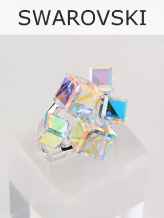 Кольцо коктейльное Мираж с кубиками-хамелеонами Swarovski
