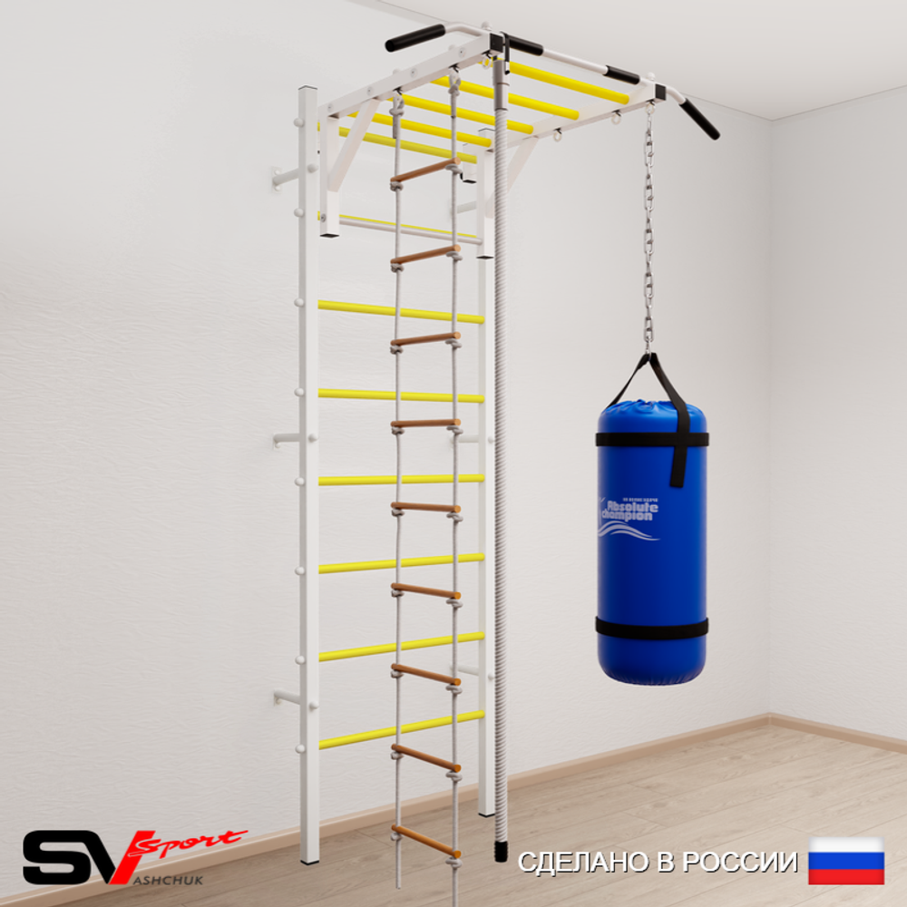 Шведская стенка Sv Sport усиленная 6342 (Турник рукоход/Канат/Лестница/Цепь/Мешок 22кг)