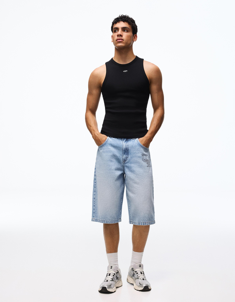 Мужские джинсовые бермуды baggy fit, арт. 1890/388 - BERSHKA
