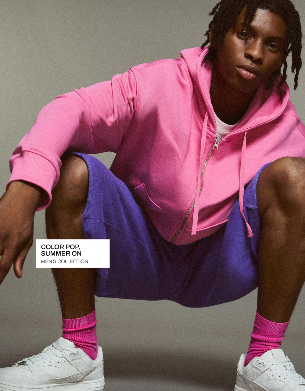 Мужское худи на молнии, арт. 3842/538 - BERSHKA