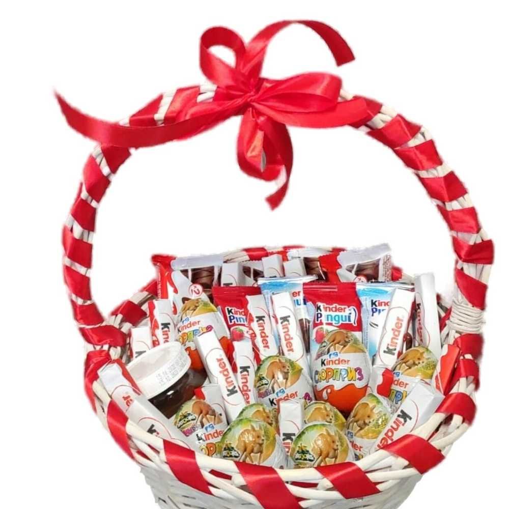 Корзина розовая на подарок KINDER - 2
