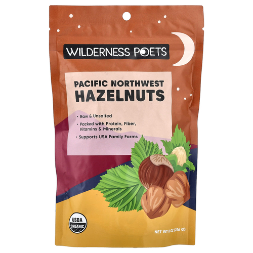 Wilderness Poets, органический фундук с северо-запада тихоокеанского региона, несоленый, 226 г (8 унций)